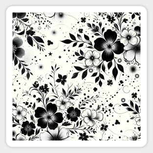 Black and White Floral Sticker